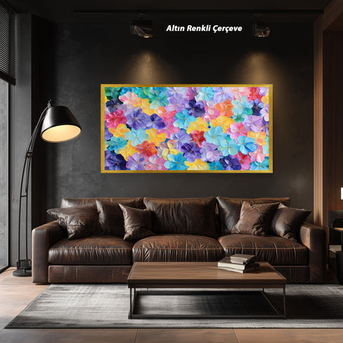 Renkli Pastel Çiçekler Tablosu Soyut Modern Floral Kanvas Duvar Dekoru Salon Yatak Odası Çocuk Odası İçin Canlı ve Neşeli Tasarım