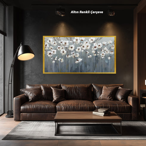 Beyaz Çiçekli Dal Tablosu Modern Soyut Floral Kanvas Duvar Dekoru Salon Yatak Odası Ofis İçin Büyük Boy Zarif Tasarım (Kopya)