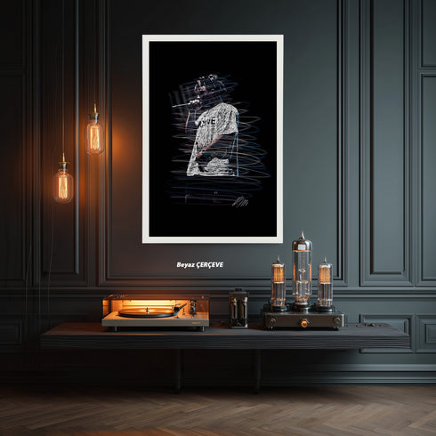 Juice WRLD 999 Scribble Art Kanvas Tablo | Emo Rap ve Hip Hop Müzik Efsanesi Duvar Sanatı | Konser Performans Baskı