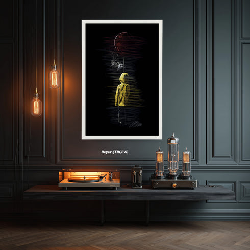 Georgie ve Kırmızı Balon Scribble Art Kanvas Tablo | Korku Filmi Efsanesi Duvar Sanatı