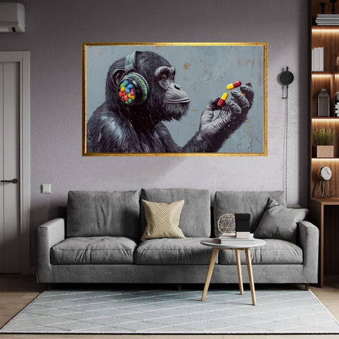 Müzik Dinleyen Maymun Tablo