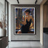 Woman in Black Dress Canvas Print, Sensual Cityscape Wall Art, Modern Sexy Woman with Martini Painting, Glamorous Nightlife Decor