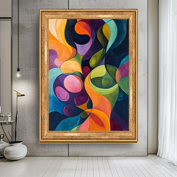Abstract Colorful Wall Art, Bold Geometric Shapes Canvas, Vibrant Modern Art, Contemporary Abstract Painting, Dynamic Artwork for Home