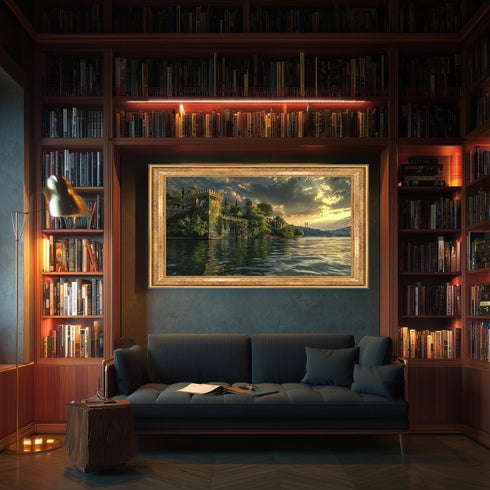 Istanbul Bosphorus Sunset Canvas Art, Rumeli Fortress and Bridge Print, Historical Landscape Wall Decor for Travel-Inspired Interiors