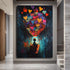 Renkli Banksy Stili Uçan Kalpler Tablo