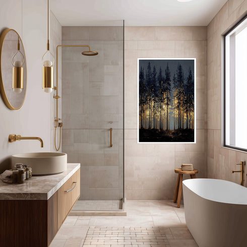 Karanlık Gizemli Gece Ormanı Tablo