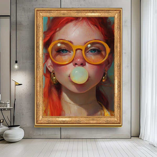 Sakız Şişiren Kız Pop Art Tablo