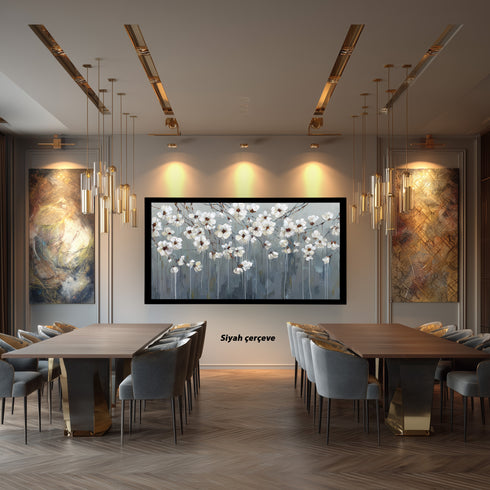 Beyaz Çiçekli Dal Tablosu Modern Soyut Floral Kanvas Duvar Dekoru Salon Yatak Odası Ofis İçin Büyük Boy Zarif Tasarım (Kopya)