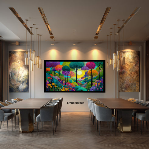 Renkli Hayal Ormanı Tablosu Soyut Modern Manzara Kanvas Duvar Dekoru Salon Çocuk Odası İçin Büyük Boy Canlı Tasarım