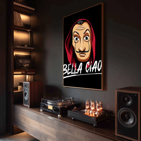 La Casa De Papel Salvador Dali Maskesi ve Bella Ciao Kanvas Tablo | Netflix Fenomen Dizi ve Soygun Temalı Duvar Sanatı