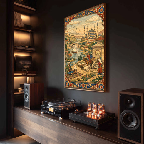 Osmanlı Minyatür Sanatında İstanbul Manzarası, Camiler ve Günlük Yaşam Sahneleriyle Geleneksel Doğu Estetiğini Yansıtan Tarihi İllüstrasyon