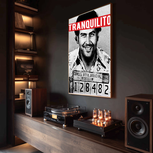 Pablo Escobar "Tranquilito" Sabıka Fotoğrafı Kanvas Tablo | Medellin Karteli Retro Narcos ve Pop Art Duvar Sanatı