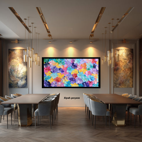 Renkli Pastel Çiçekler Tablosu Soyut Modern Floral Kanvas Duvar Dekoru Salon Yatak Odası Çocuk Odası İçin Canlı ve Neşeli Tasarım