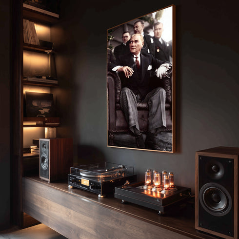 Mustafa Kemal Atatürk Portre Tablo, Türkiye Cumhuriyeti Kurucusu İkonik Lider Duvar Sanatı, Klasik Tarihi Dekor Poster