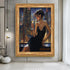 Woman in Black Dress Canvas Print, Sensual Cityscape Wall Art, Modern Sexy Woman with Martini Painting, Glamorous Nightlife Decor