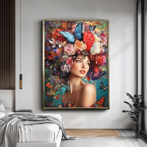 Çiçek Başlı Kadın Tablo