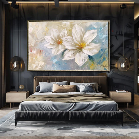 Beyaz Manolya Çiçek Tablo