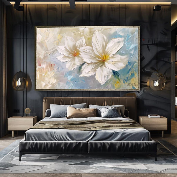 Beyaz Manolya Çiçek Tablo