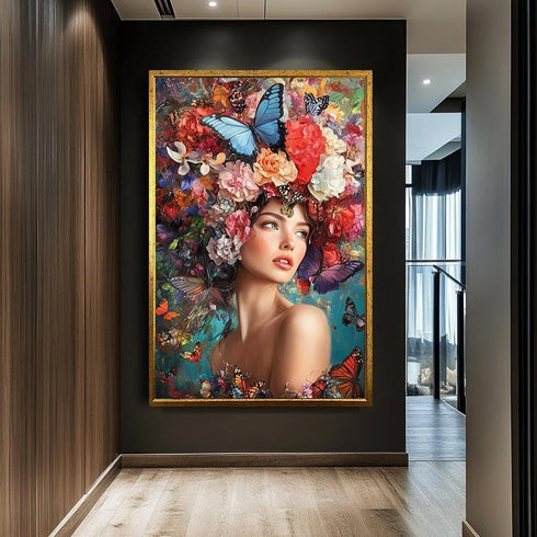 Çiçek Başlı Kadın Tablo