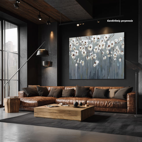 Beyaz Çiçekli Dal Tablosu Modern Soyut Floral Kanvas Duvar Dekoru Salon Yatak Odası Ofis İçin Büyük Boy Zarif Tasarım (Kopya)