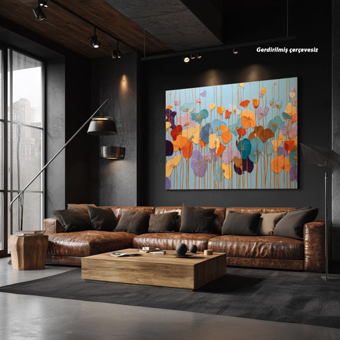 Renkli Kabartmalı Görünümlü Çiçekler Tablosu Modern Soyut Floral Kanvas Duvar Dekoru Salon Yatak Odası Ofis İçin Büyük Boy Şık Tasarım