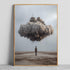 Surreal Cloud City Wall Art – Floating Building in Sky over Desert, Sci-Fi Fantasy Landscape Print for Modern Home Decor