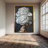 Floral Woman Portrait Wall Art, Surreal White Peony Head Artwork, Modern Botanical Female Print for Elegant Home Decor
