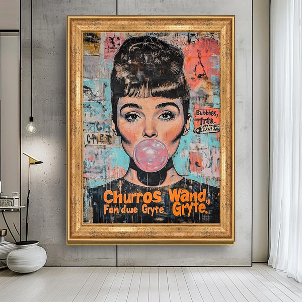 Pop Art Sakız Patlatan Kadın Tablo