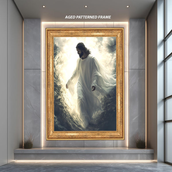 Jesus Walking on Water Wall Art Print, Divine Christian Poster, Spiritual Inspirational Artwork, Sacred Religious Home Decor