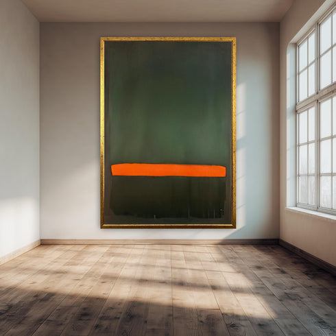 Soyut Yeşil Üzerinde Turuncu Çizgi Tablo