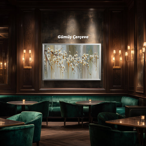 Beyaz Çiçekli Dal Tablosu Modern Soyut Floral Kanvas Duvar Dekoru Salon Yatak Odası Ofis İçin Büyük Boy Zarif Tasarım