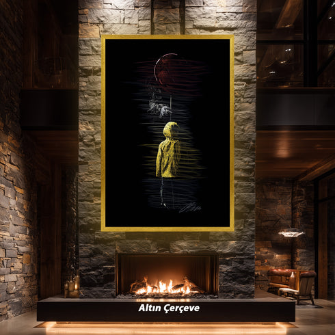 Georgie ve Kırmızı Balon Scribble Art Kanvas Tablo | Korku Filmi Efsanesi Duvar Sanatı