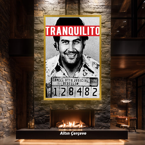 Pablo Escobar "Tranquilito" Sabıka Fotoğrafı Kanvas Tablo | Medellin Karteli Retro Narcos ve Pop Art Duvar Sanatı