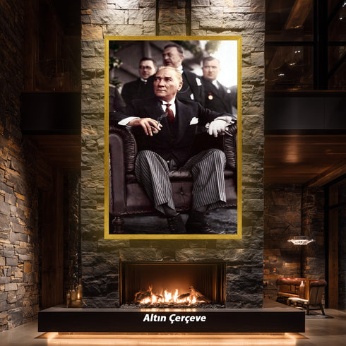 Mustafa Kemal Atatürk Portre Tablo, Türkiye Cumhuriyeti Kurucusu İkonik Lider Duvar Sanatı, Klasik Tarihi Dekor Poster