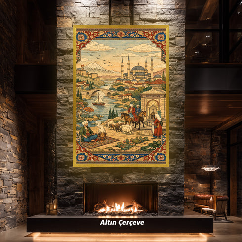 Osmanlı Minyatür Sanatında İstanbul Manzarası, Camiler ve Günlük Yaşam Sahneleriyle Geleneksel Doğu Estetiğini Yansıtan Tarihi İllüstrasyon