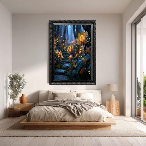 Fantazi Işıklı Çiçekler Tablo