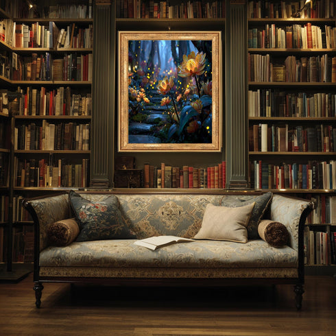 Fantazi Işıklı Çiçekler Tablo