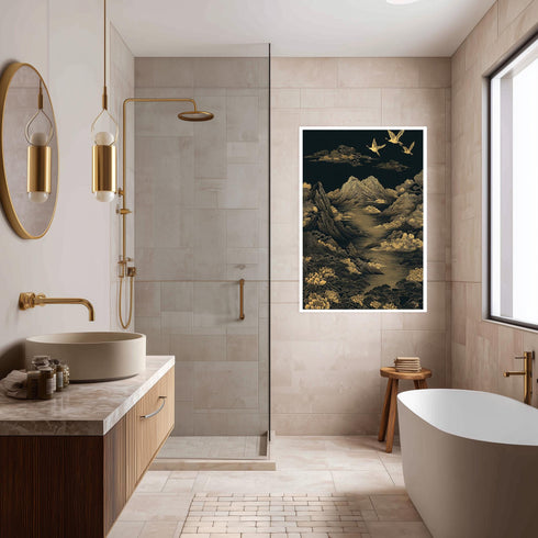 Oryantal Altın Asya Stili Dağlar Tablo