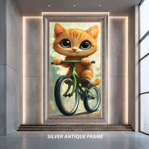 Bisiklet Süren Kedi Tablosu