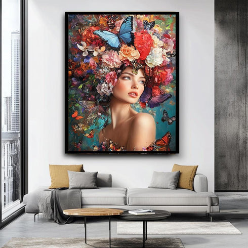 Çiçek Başlı Kadın Tablo