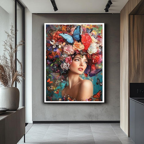 Çiçek Başlı Kadın Tablo