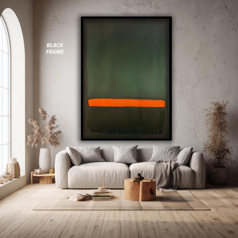 Soyut Yeşil Üzerinde Turuncu Çizgi Tablo