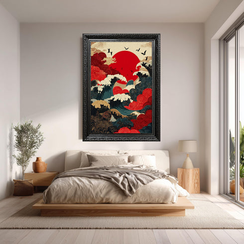 Japon Stili Okyanus Temalı Tablo