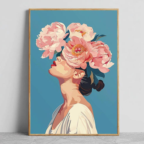 Çiçek Başlı kadın Güller Tablo