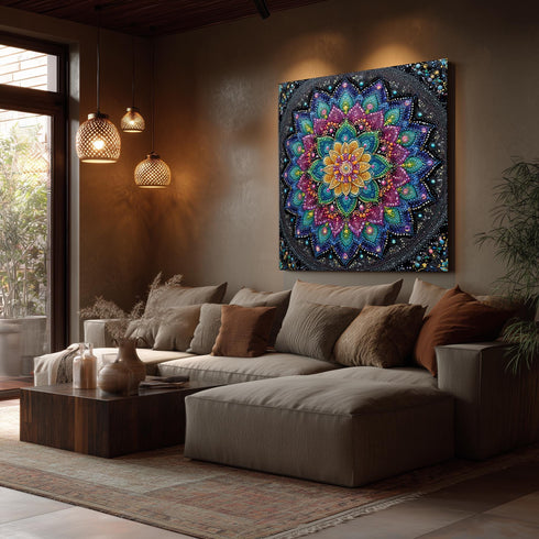 Kare Renkli Mandala Tablo