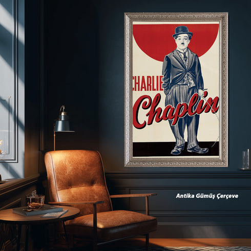 Charlie Chaplin Retro Sinema Posteri | Klasik Komedi Efsanesi ve Şarlo Karakteri Duvar Sanatı