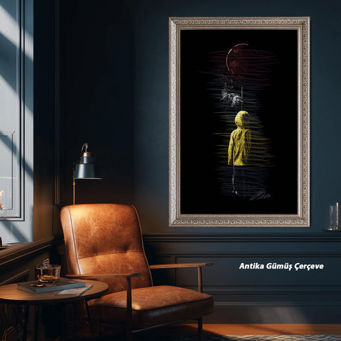 Georgie ve Kırmızı Balon Scribble Art Kanvas Tablo | Korku Filmi Efsanesi Duvar Sanatı