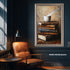Buharlı Kahve Fincanı ve Eski Kitaplar, Sıcak ve Huzurlu Atmosferli Nostaljik Okuma Köşesi Temalı Sanat Tablosu