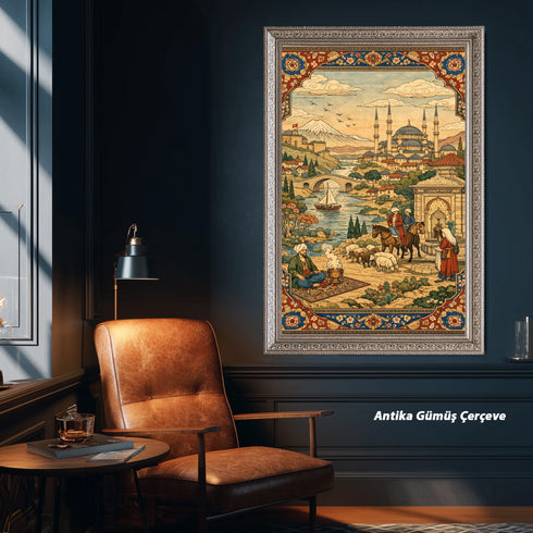 Osmanlı Minyatür Sanatında İstanbul Manzarası, Camiler ve Günlük Yaşam Sahneleriyle Geleneksel Doğu Estetiğini Yansıtan Tarihi İllüstrasyon