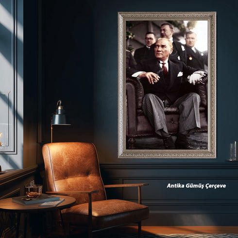 Mustafa Kemal Atatürk Portre Tablo, Türkiye Cumhuriyeti Kurucusu İkonik Lider Duvar Sanatı, Klasik Tarihi Dekor Poster